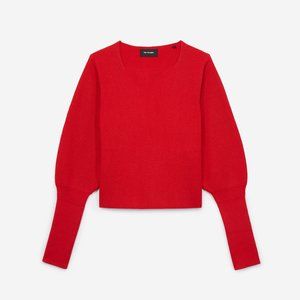 Red sweater with puffed sleeves